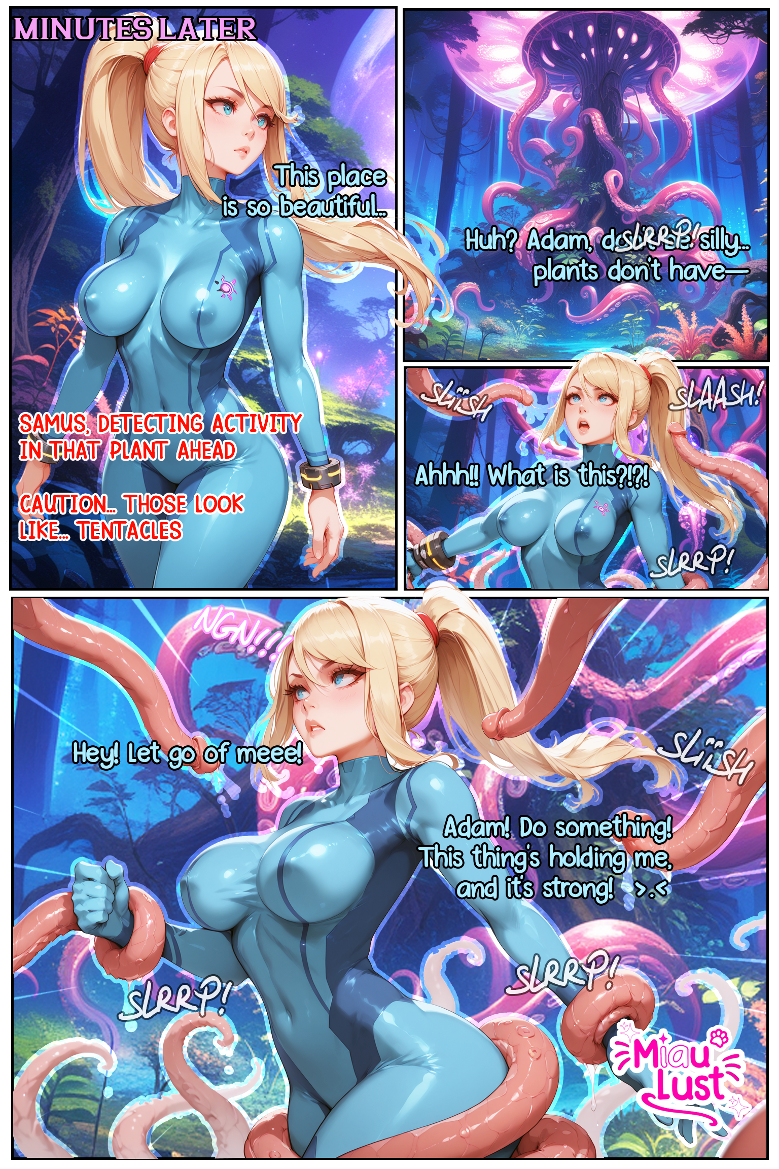 Samus Aran Nintendo parody comic by Miaulust — Tempted by Tentacles, page 5