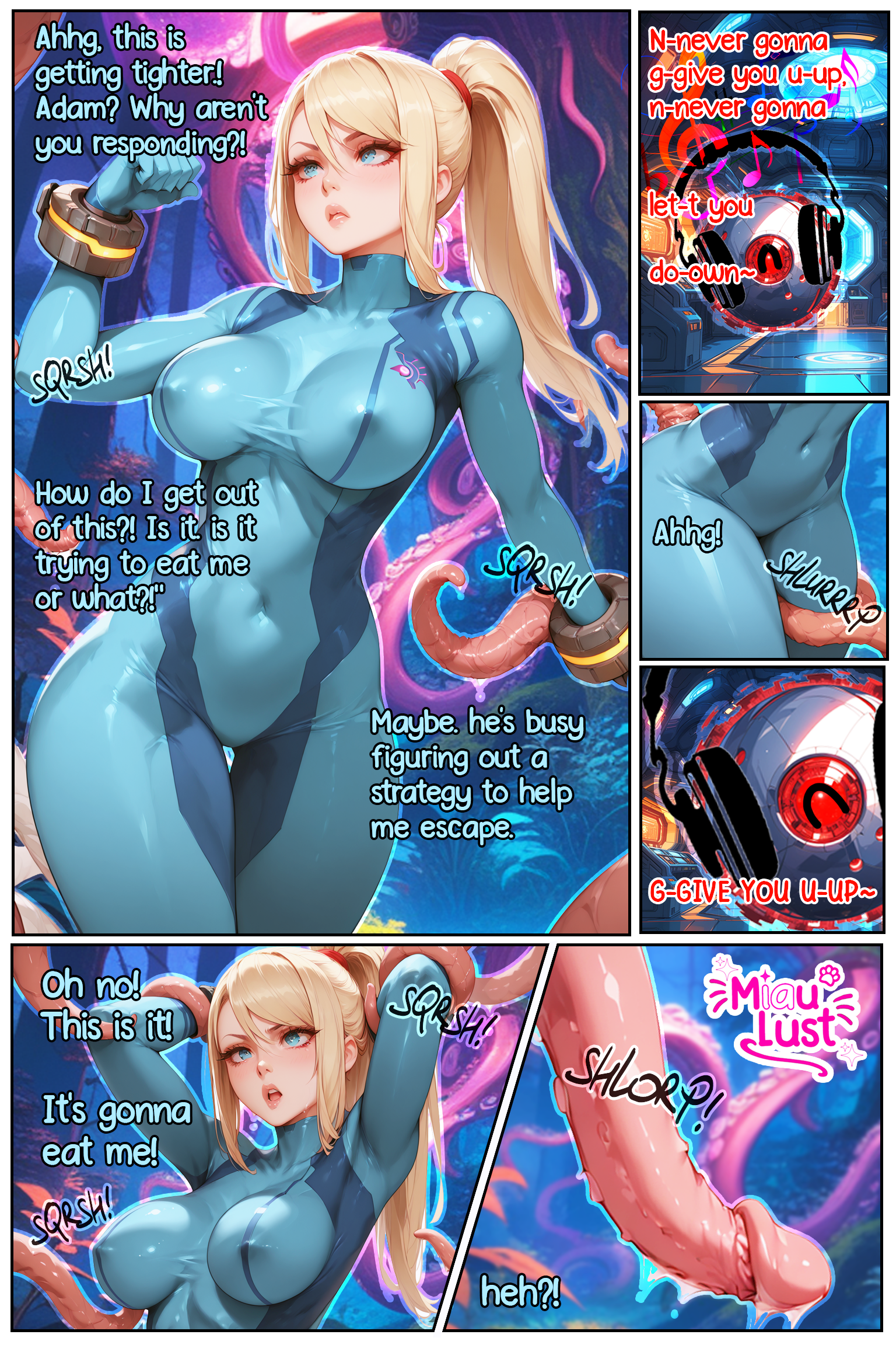Samus Aran Nintendo parody comic by Miaulust — Tempted by Tentacles, page 6