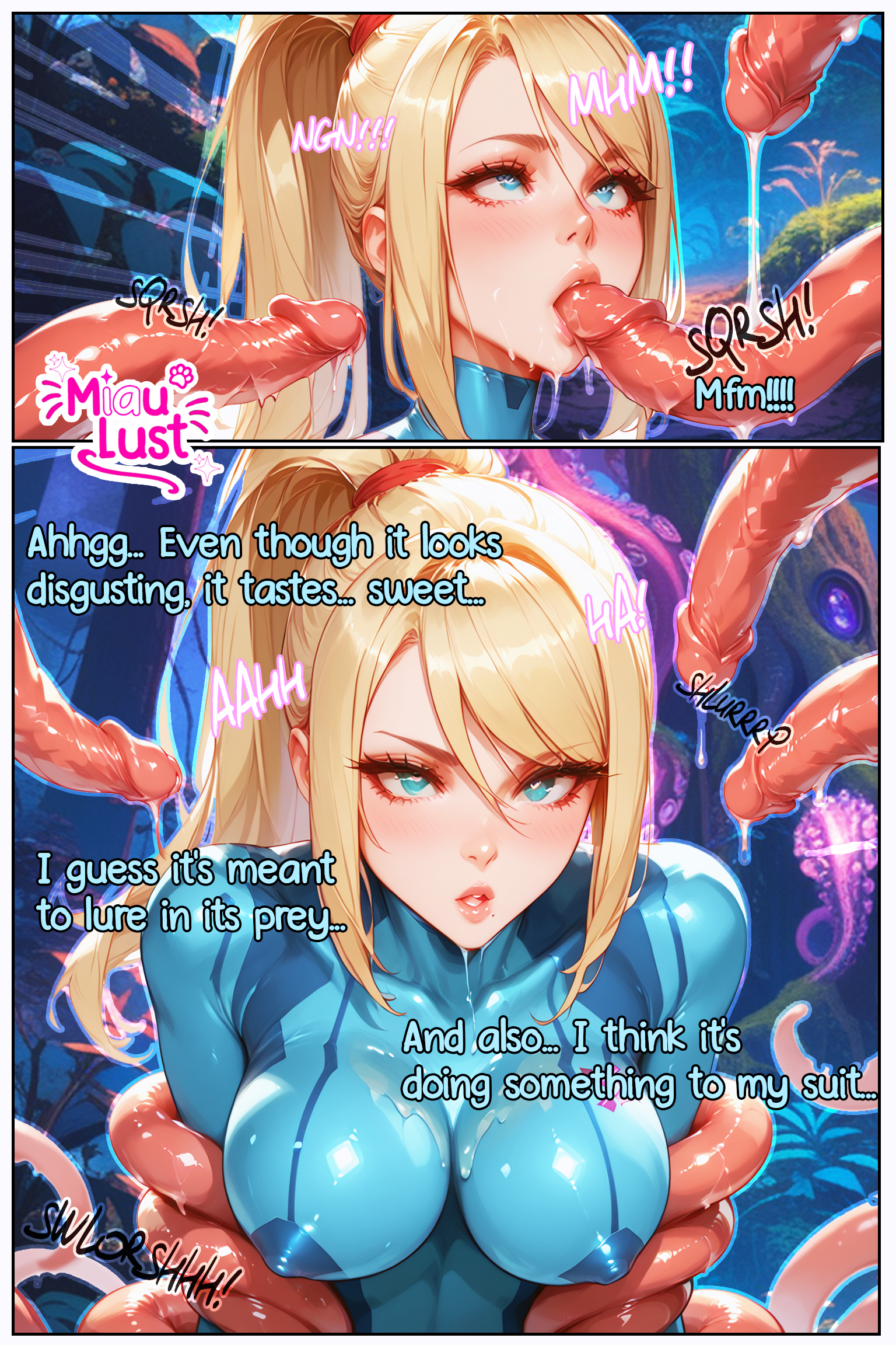 Samus Aran Nintendo parody comic by Miaulust — Tempted by Tentacles, page 9