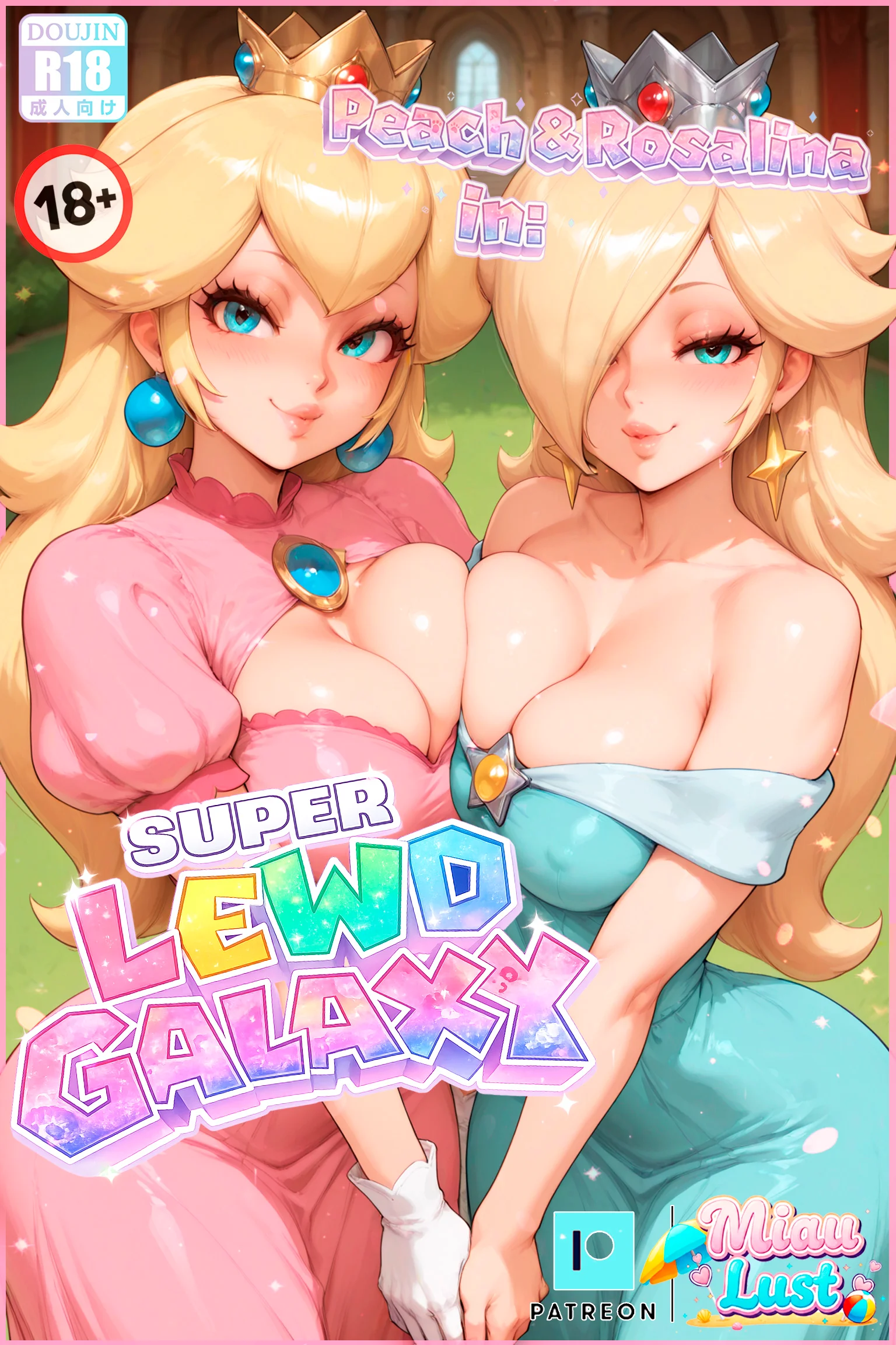 Rosa and Peach Pokemon parody comic by Miaulust — Super Lewd Galaxy, page 1