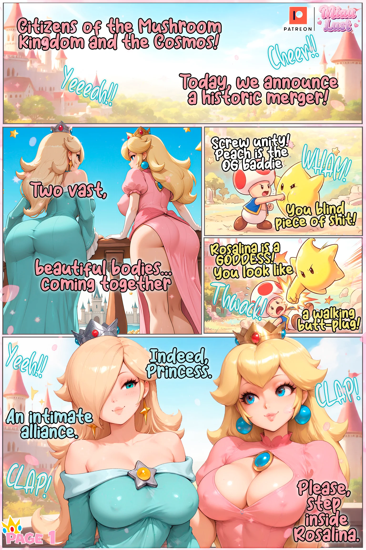 Rosa and Peach Pokemon parody comic by Miaulust — Super Lewd Galaxy, page 4